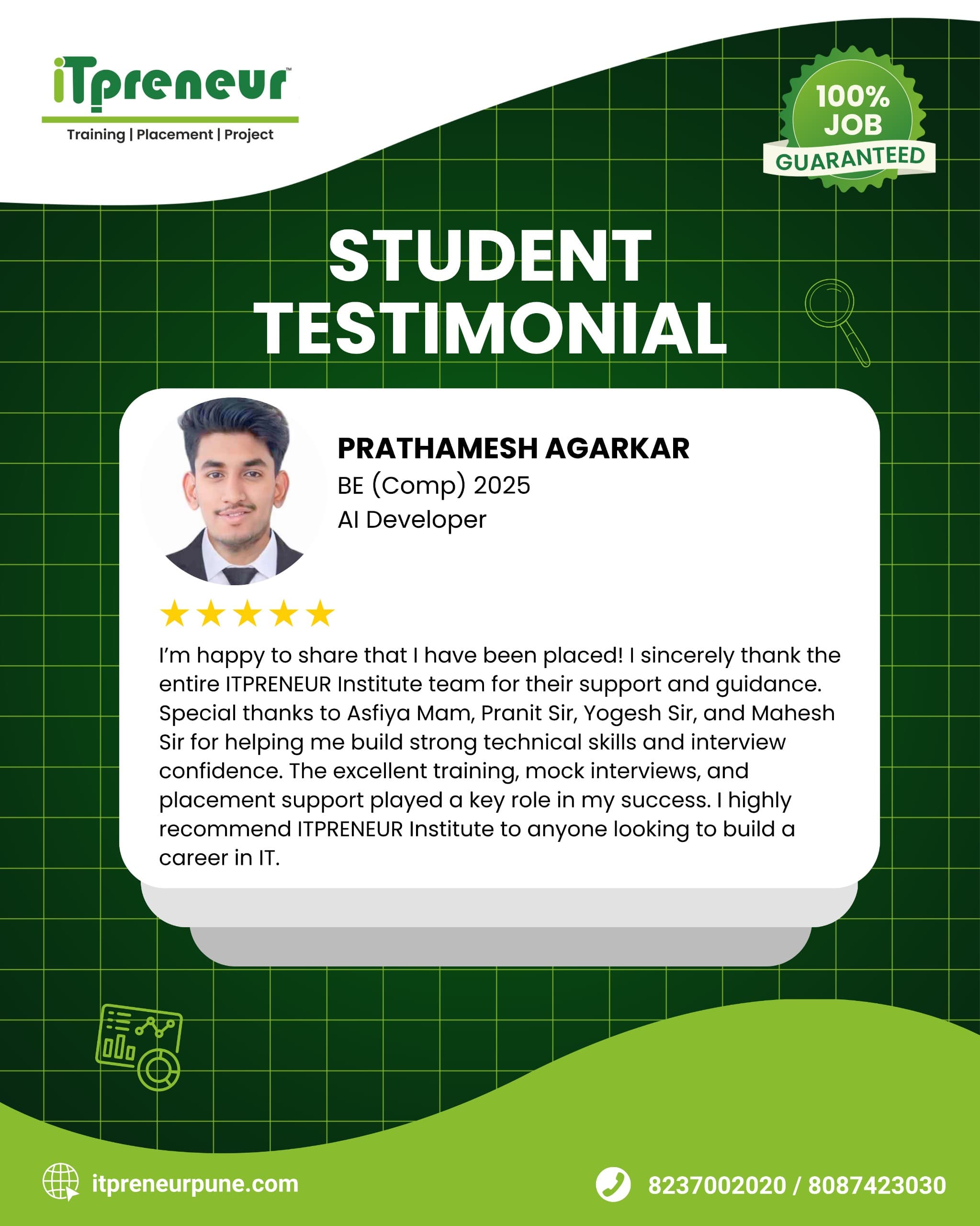 IT Preneur placed student success story 1