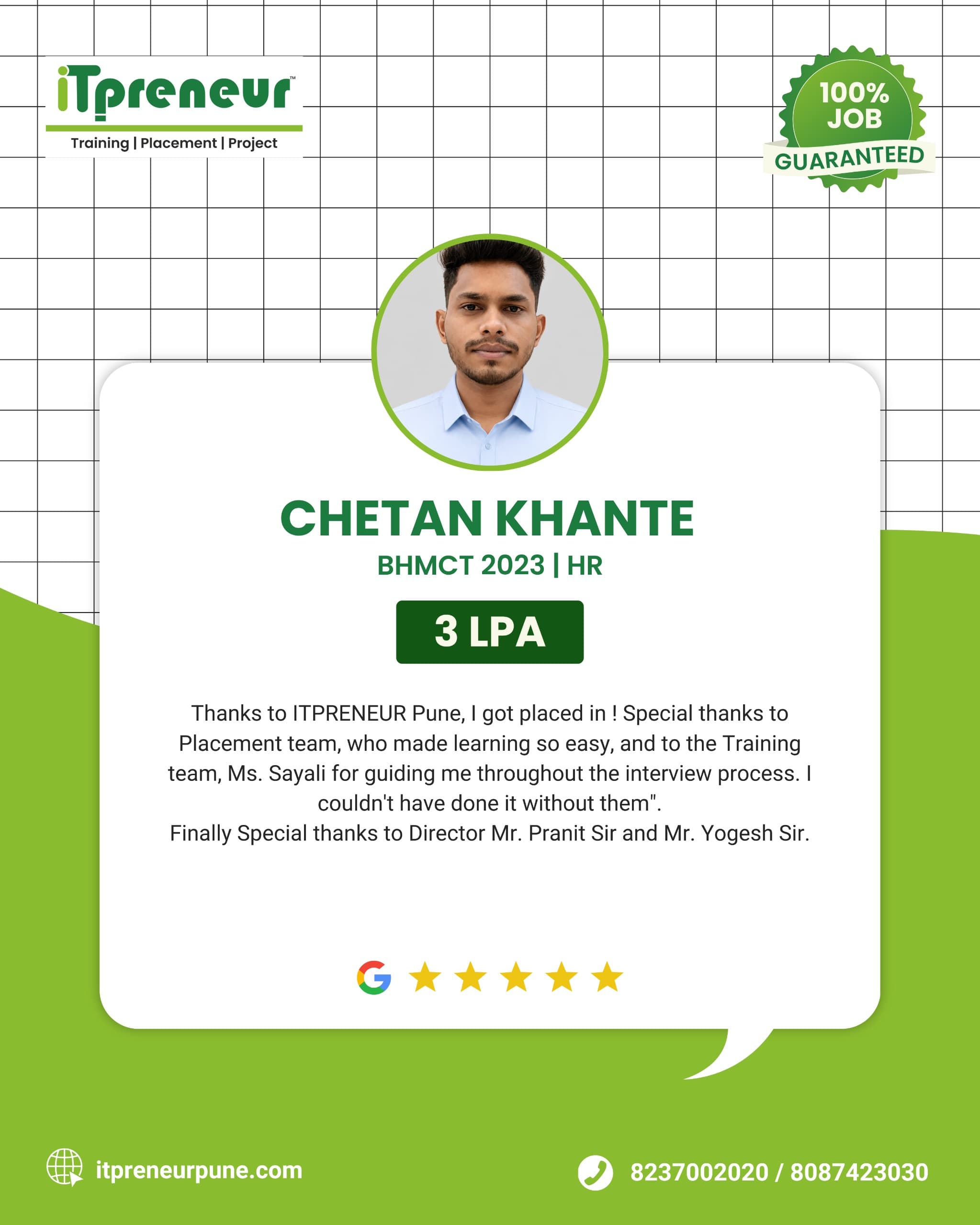 IT Preneur placed student success story 3