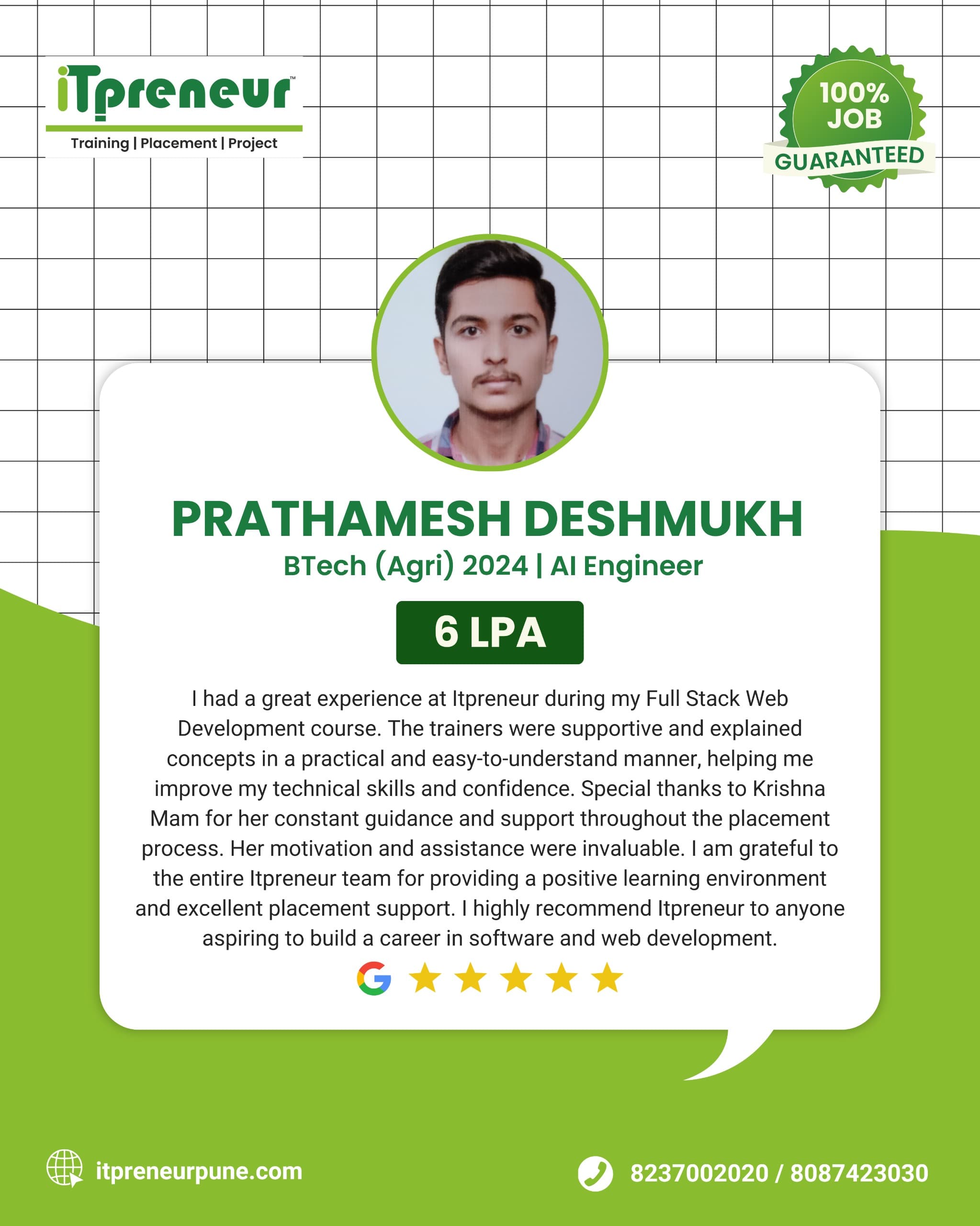 IT Preneur placed student success story 10